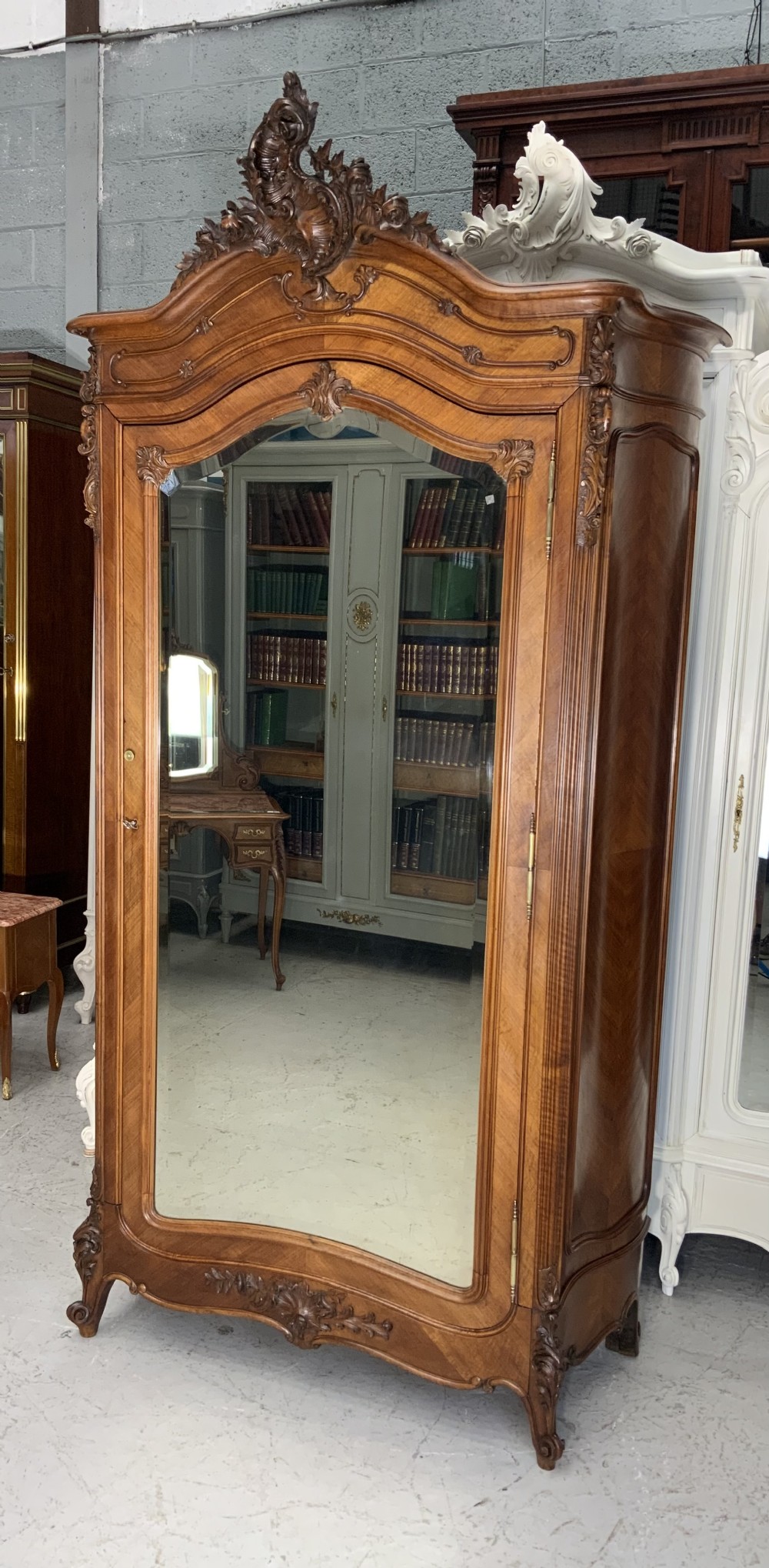impressive carved french walnut single armoire