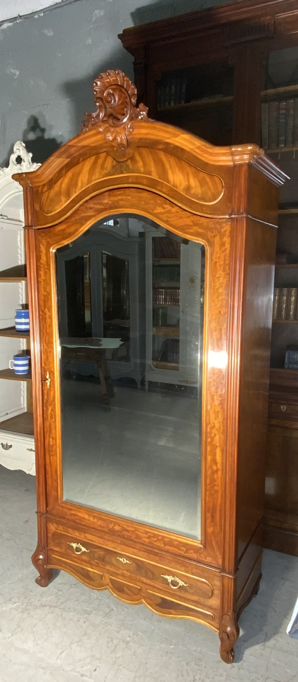 carved mahogany french single armoire