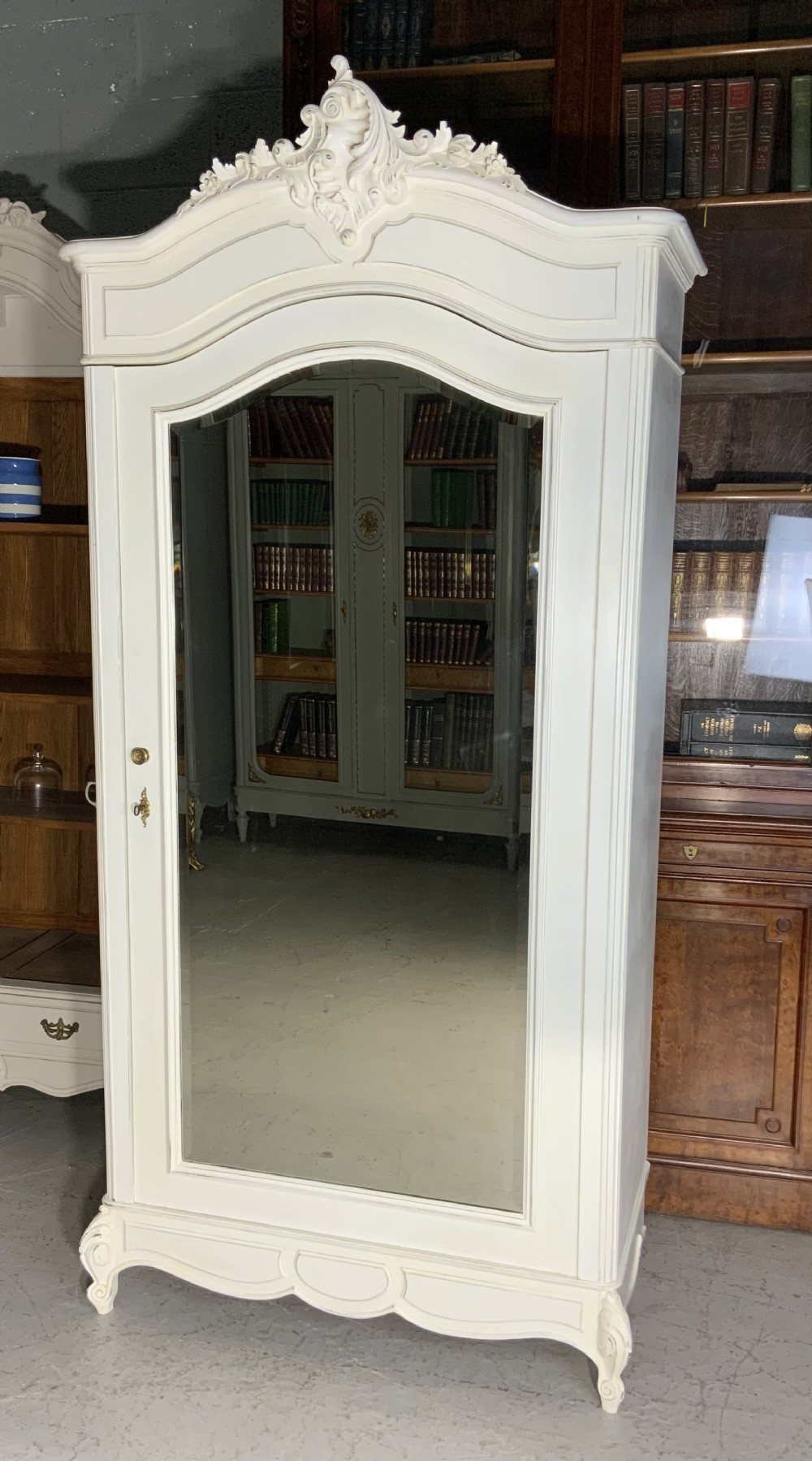 painted french single door armoire