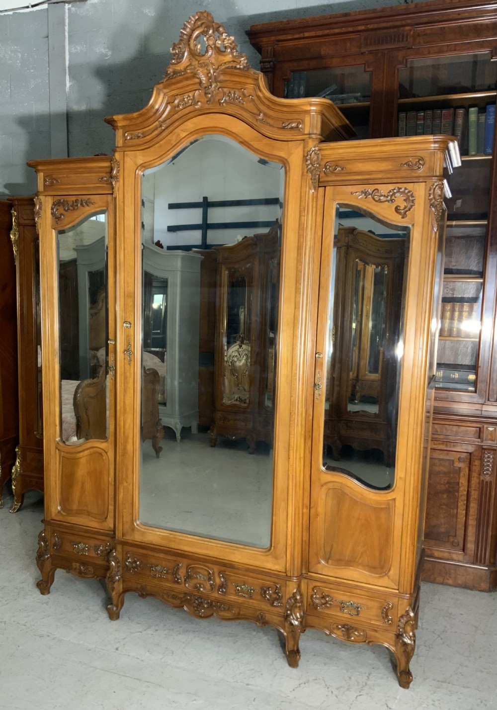 large french carved walnut armoire