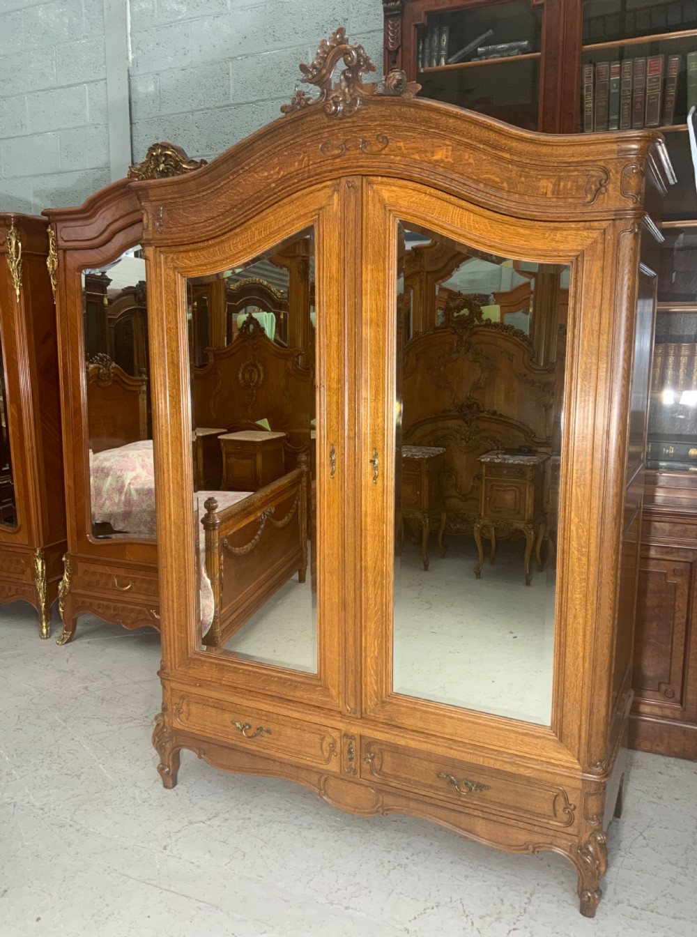 large carved oak french armoire