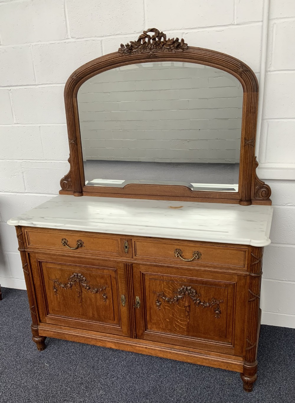 carved oak french art deco washstand