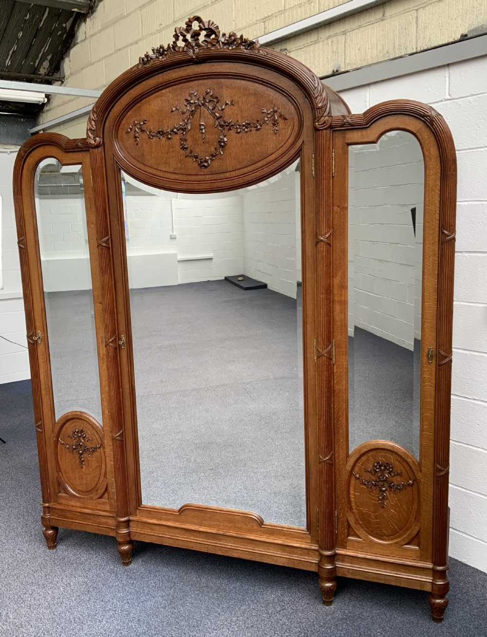 stunning carved oak french art deco armoire