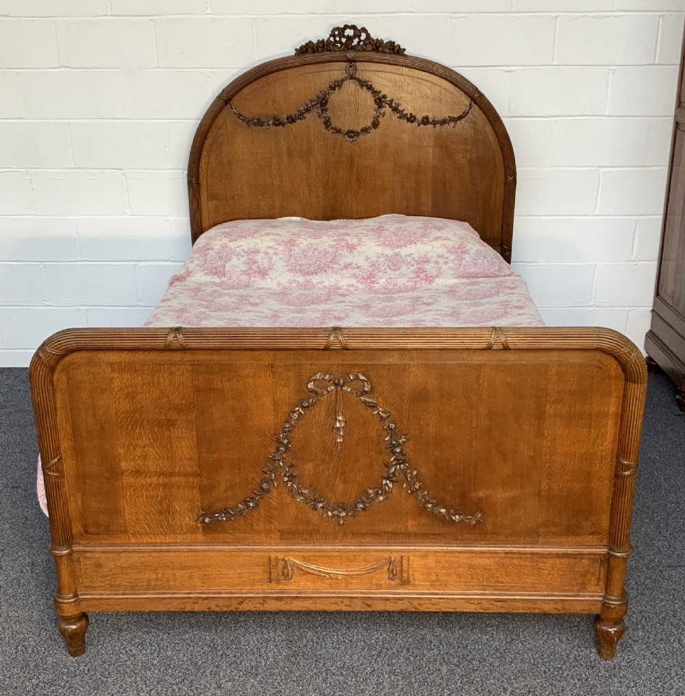 carved oak french art deco king size bed