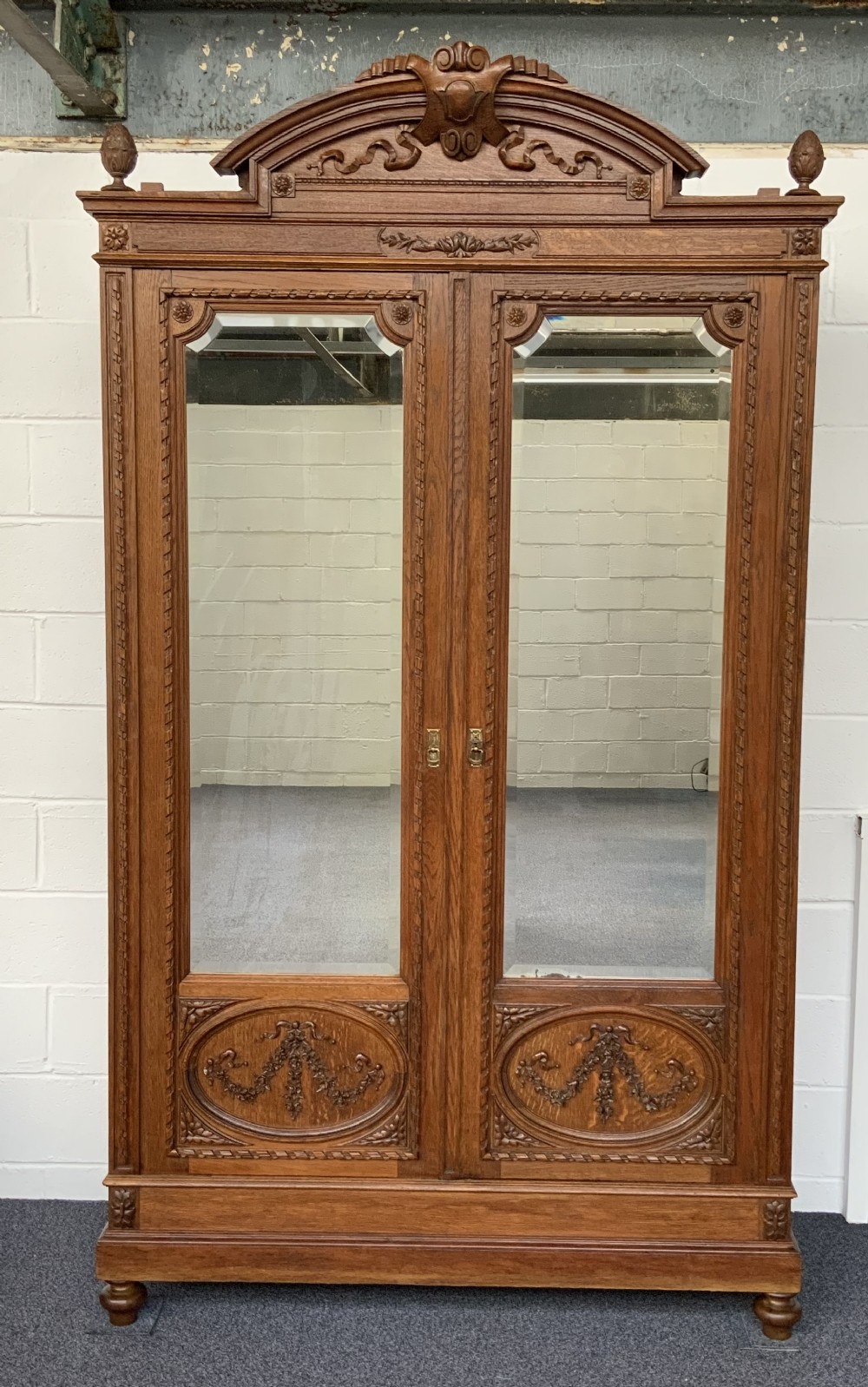 carved oak french double armoire