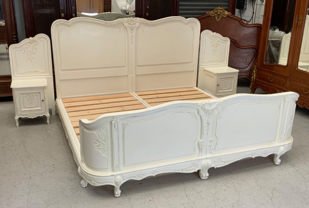 french emperor carved bed and matching bedside cabinets