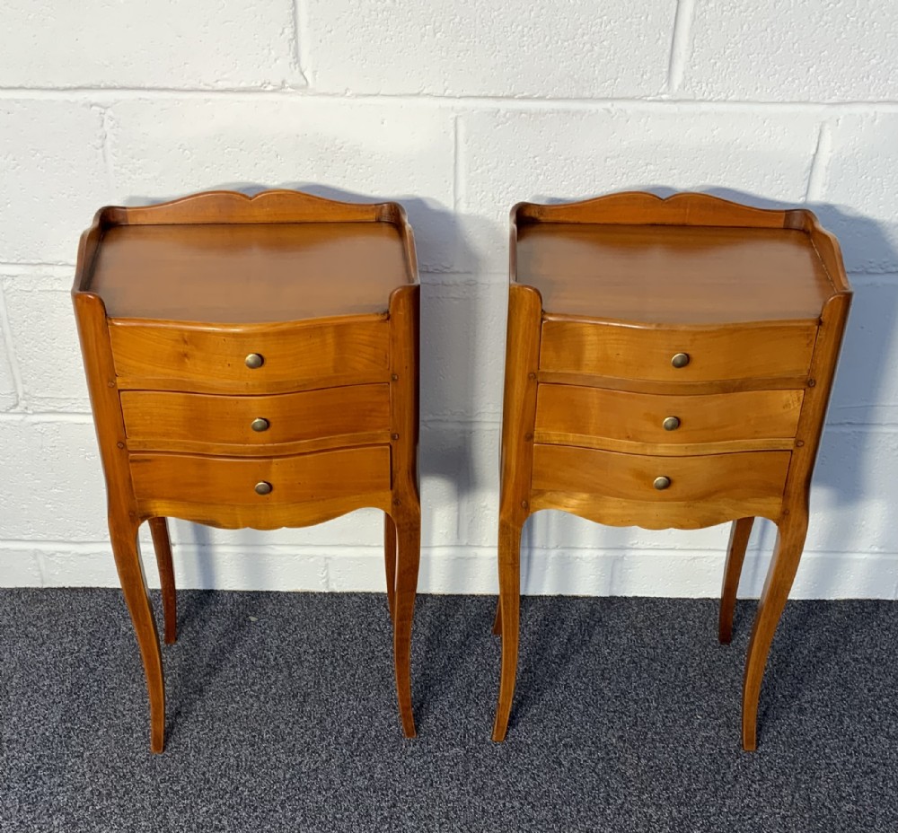 pair of cherrywood french bedside cabinets