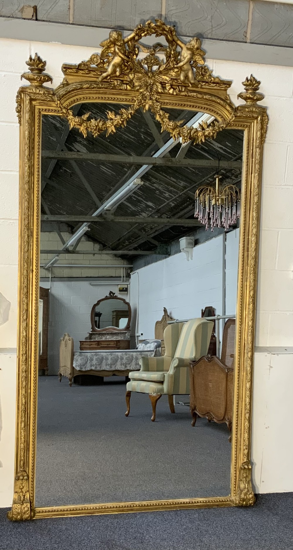 impressive large 24 meter french giltwood mirror