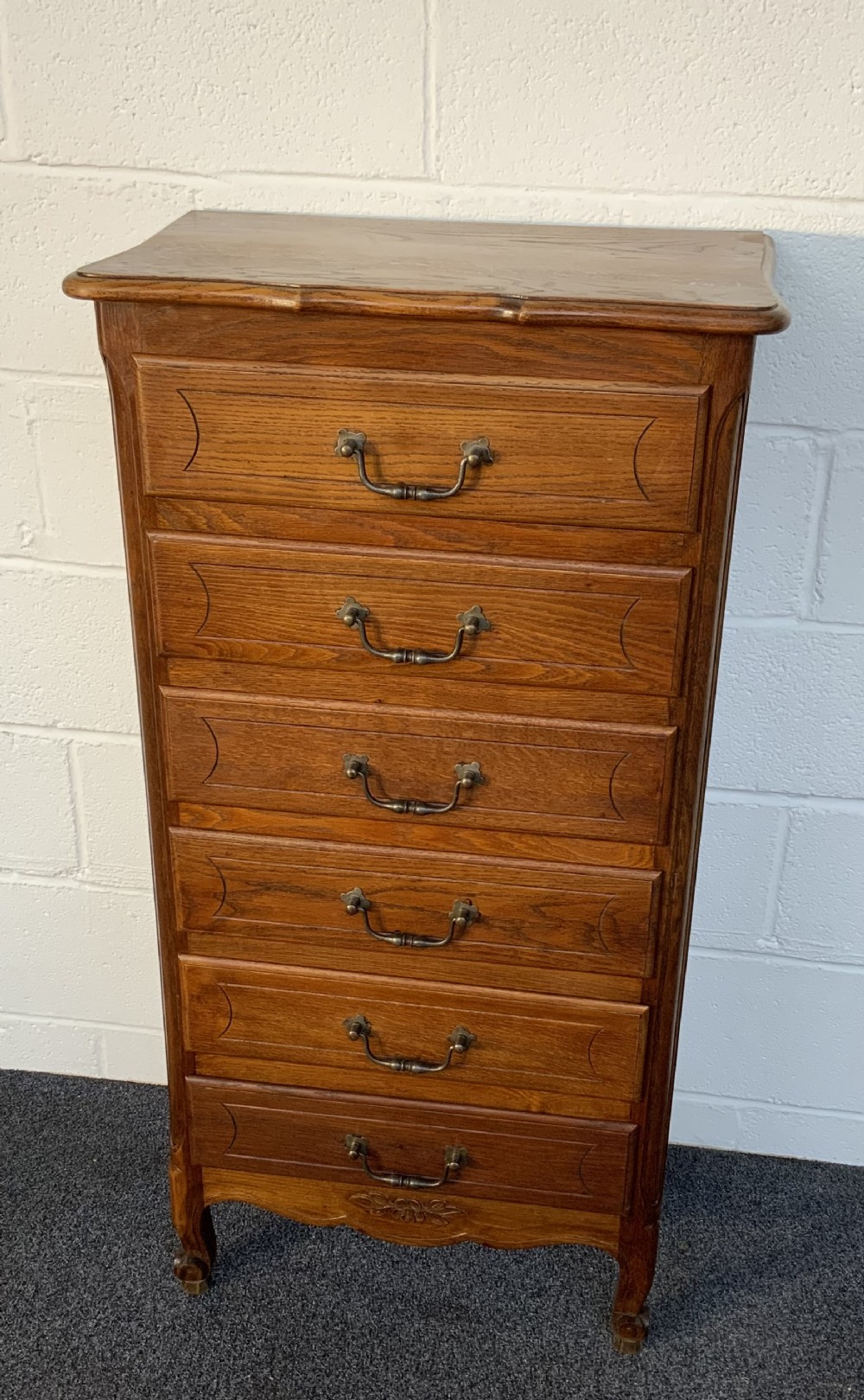 tall oak french chest of drawers