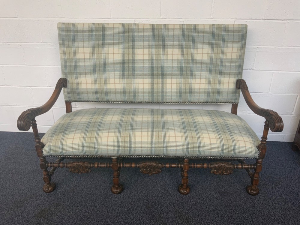 carved walnut french bench