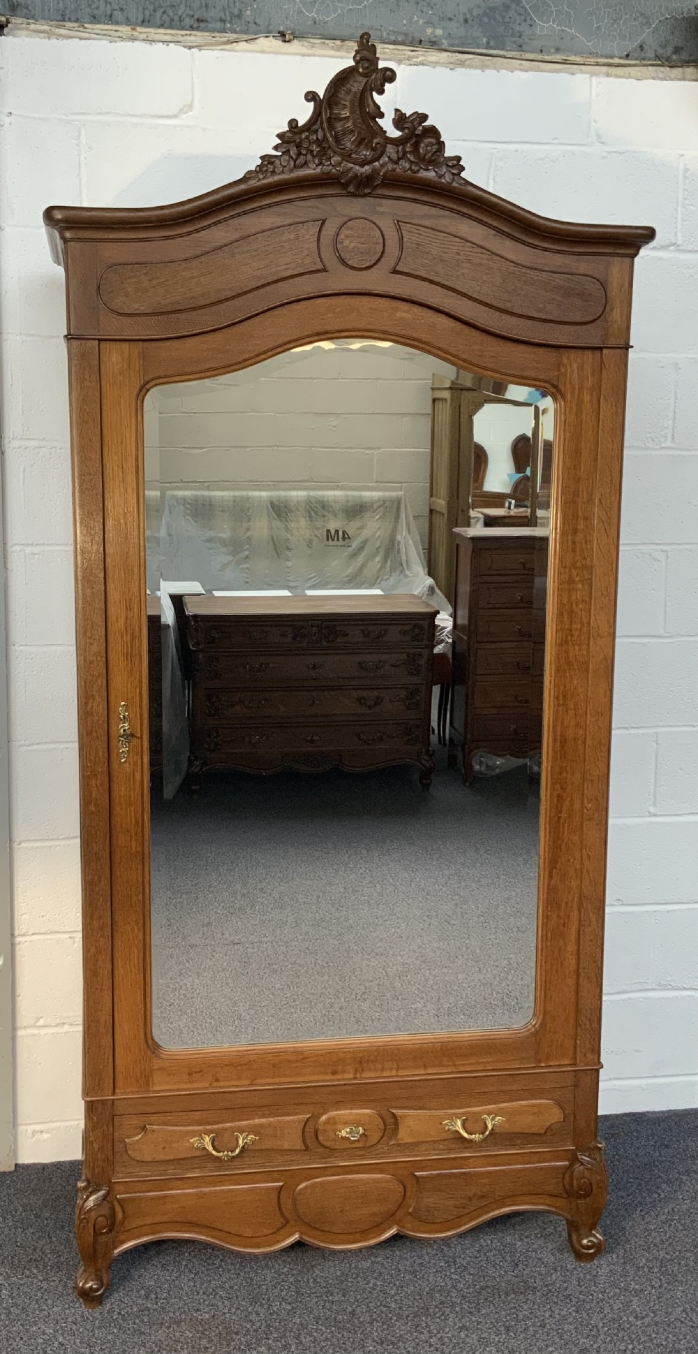 carved oak french single armoire