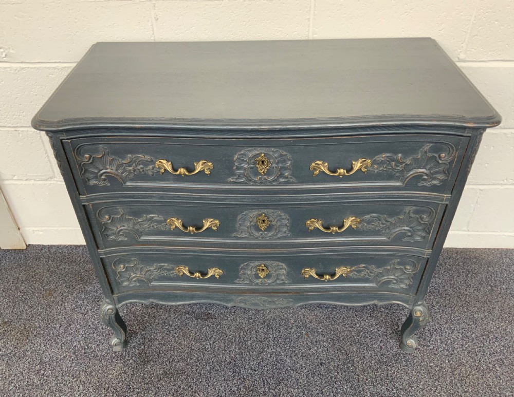 painted french carved oak chest of drawers