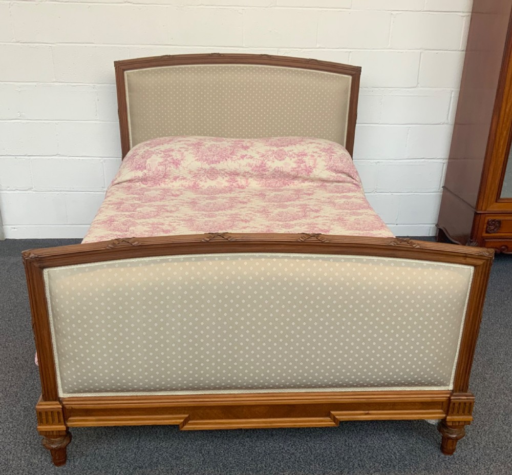 french walnut upholstered double bed