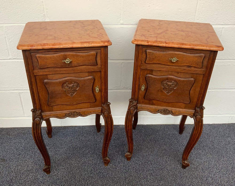 carved oak bedside cabinets