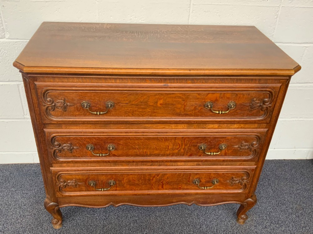 carved oak french chest of drawers