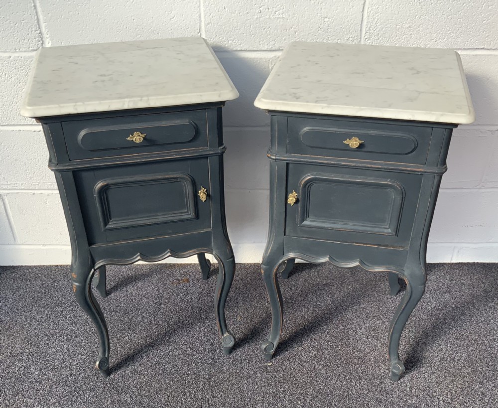 pair of french bedside cabinets painted in railings