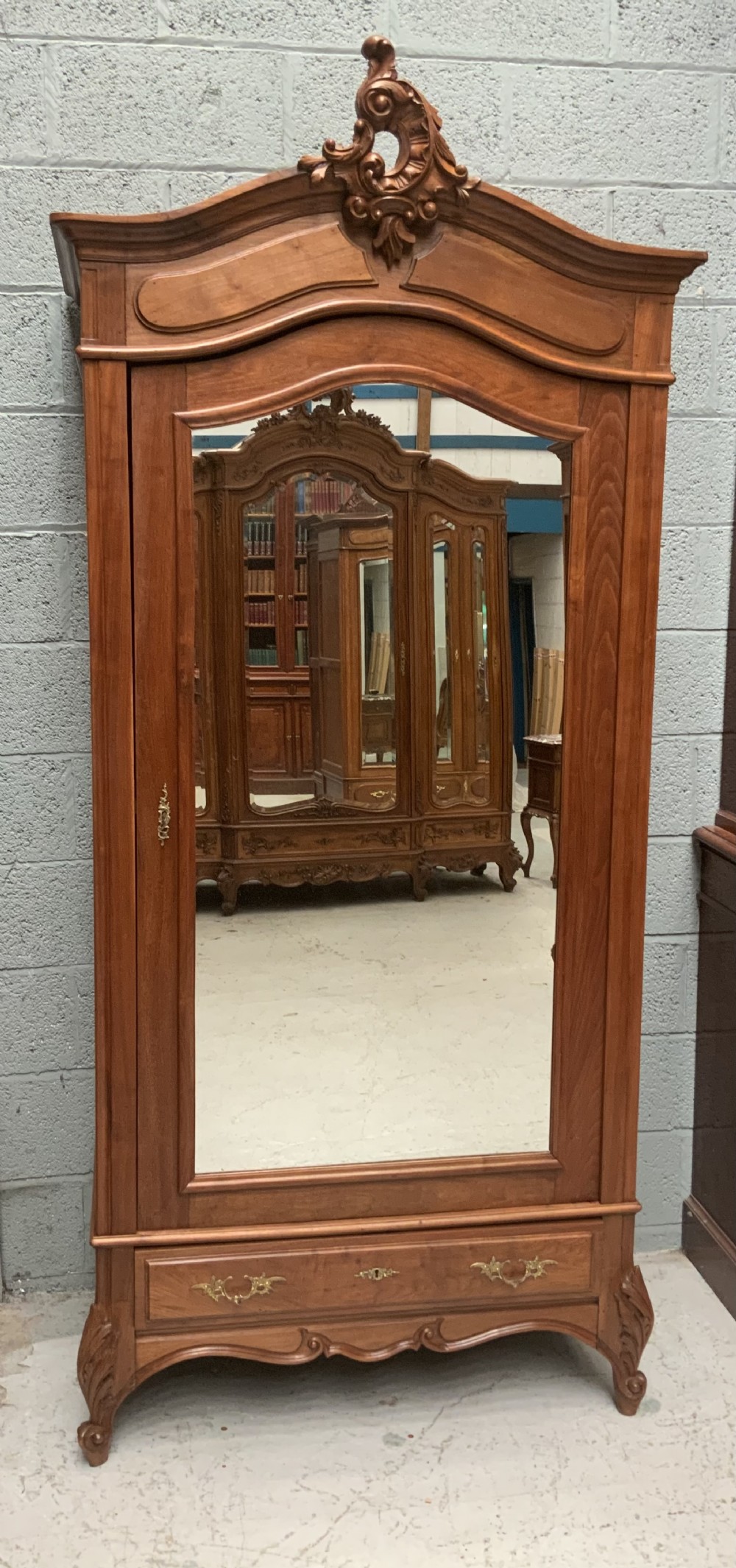 walnut french single door armoire
